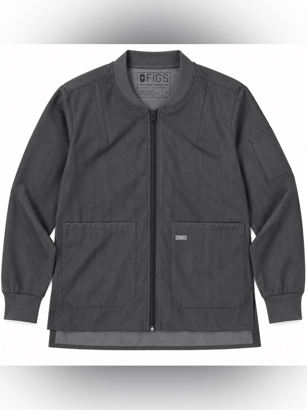 FIGS Technical Collection Scrub Jacket Women’s Small Gray Full Zip Medical